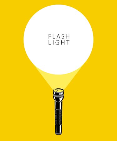 Flashlight illumination vector advertising poster illustration with copy space for text, flat style...