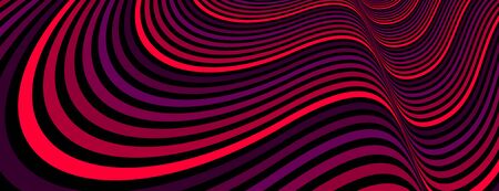Colorful red abstract vector lines psychedelic optical illusion illustration, surreal op art linear curves in hyper 3D perspective, crazy distorted design, drug hallucination delirium,のイラスト素材