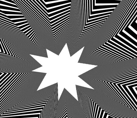 Abstract vector 3D lines background, black and white linear perspective dimensional optical pattern.のイラスト素材