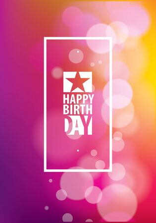Birthday greeting card vector design. Includes lettering composition placed over colorful blurred lights abstract background. A4 format with CMYK colors acceptable for print.のイラスト素材