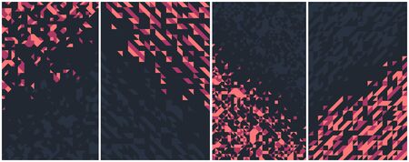 Abstract mosaic set black and red illustrations collection, geometric tiles backdrop abstraction,...