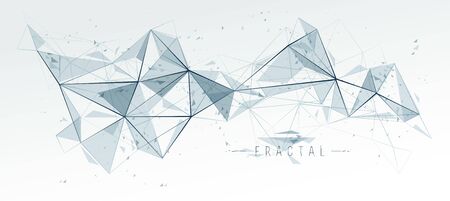 Mesh object fractal design with connected lines vector abstract background, low poly polygonal...