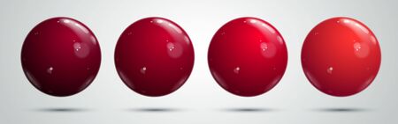 Realistic glossy spheres of blue red and light colors vector set, collection shiny balls, design elements.のイラスト素材