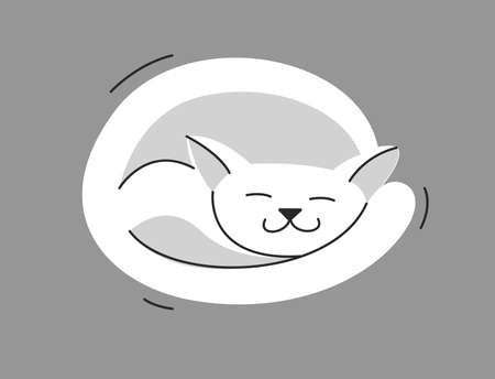 Cute cat sleeping vector illustration, domestic pet cartoon.のイラスト素材