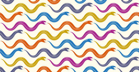 Snakes seamless background, vector dangerous venom serpents pattern, vintage style drawing tiling...