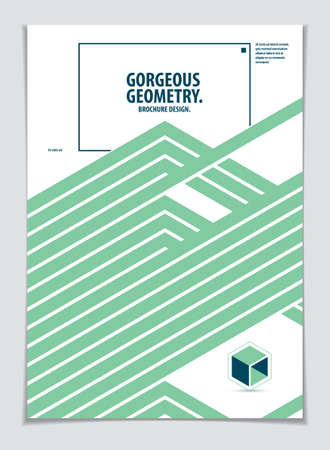 Abstract Modern Vector minimal template Flyer. Vector geometric pattern abstract background. Design template for booklet, greeting card, invitation and advertising. A4 print format.のイラスト素材