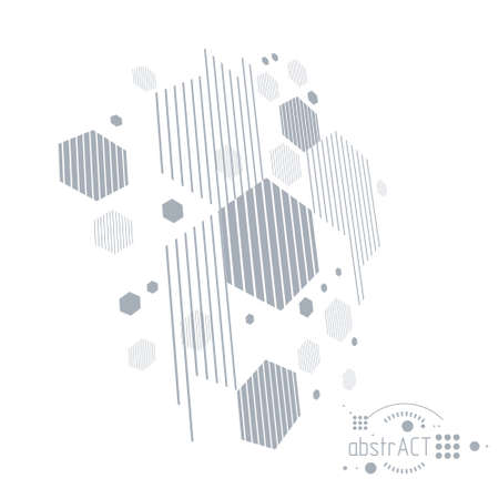 Technical plan, abstract engineering draft for use in graphic and web design. Vector drawing of industrial system created with hexagons, lines and circles.のイラスト素材