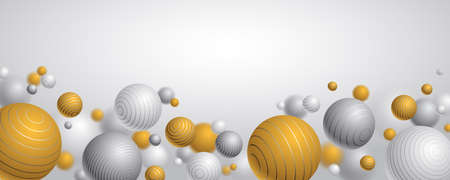 Realistic lined spheres vector illustration with blank copy space, abstract background with...