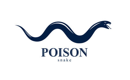 Venomous snake vintage tattoo, vector logo or emblem of aggressive predator reptile, deadly poisoned serpent symbol, vintage style illustration.のイラスト素材