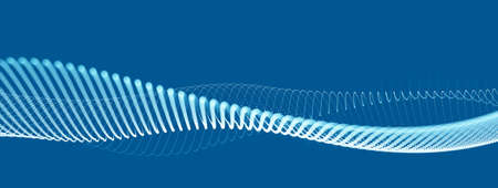 Abstract wave flow of runny dotted particles vector abstract background, technology and science big...
