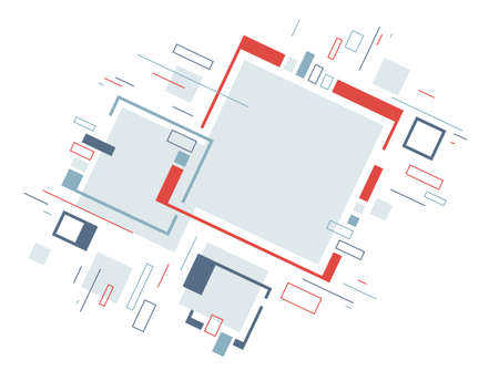 Artistic colorful frame with different elements isolated over white, vector abstract background art style bright shiny colors, geometric design.のイラスト素材