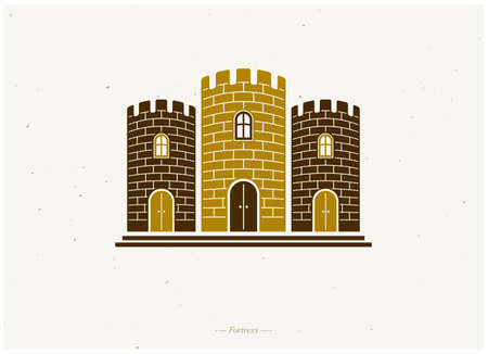 Heraldic vector design element. Retro style label, heraldry illustration. Ancient Citadel logotype on isolated white background.のイラスト素材