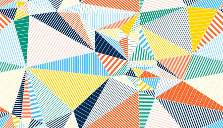 Polygonal linear color seamless pattern, graphic colorful low poly striped endless wallpaper...