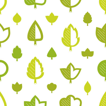 Stylish cartoon leaves seamless vector pattern, endless wallpaper or textile swatch with tree floral, green spring life theme.のイラスト素材
