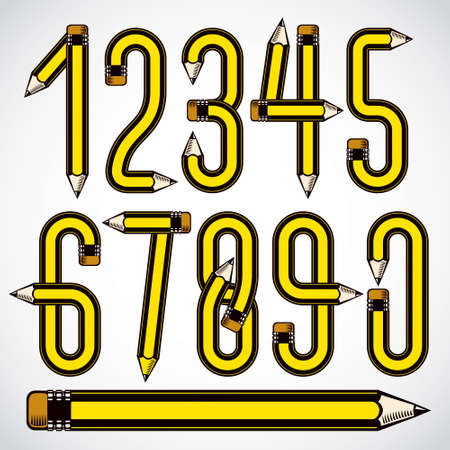 School theme, pencils design numbers, for use as design elements for blogging web page advertisingのイラスト素材