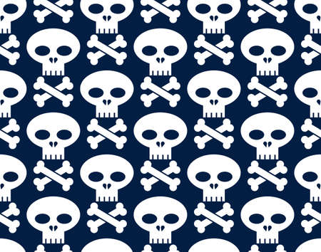 Black skulls seamless vector background, endless pattern with horror death sculls, stylish wallpaper of hard rock culture music fashion theme, gothic image.のイラスト素材