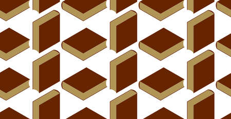 3D isometric books seamless vector background, endless wallpaper with printed books library theme, ebook virtual literature.のイラスト素材