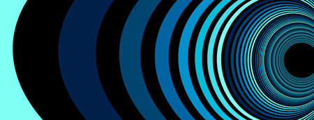 Colorful blue abstract vector lines psychedelic optical illusion illustration, surreal op art linear curves in hyper 3D perspective, crazy distorted design, drug hallucination delirium.のイラスト素材