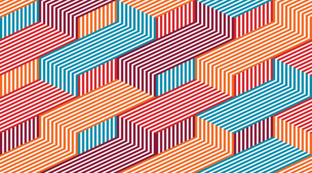 3D dimensional lined cubes seamless pattern, geometric endless texture with lines and boxes,...