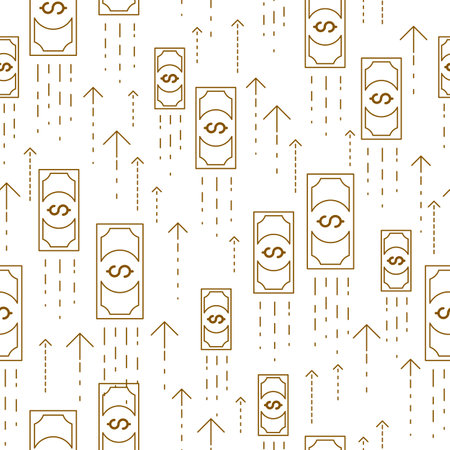 Money cash seamless background, dollar currency money signs, backdrop for financial business website or economical theme ads and information, vector wallpaper or web site background.のイラスト素材