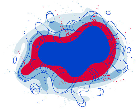 Fluids colorful liquid shapes in motion vector abstract graphic design element, dynamic modern art flowing and changing forms, gradients lava bubbles.のイラスト素材