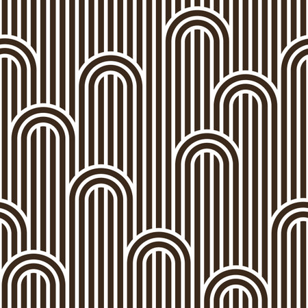 Seamless linear vector geometric minimalistic pattern, abstract lines tiling background, stripy weaving, optical maze, twisted stripes.のイラスト素材