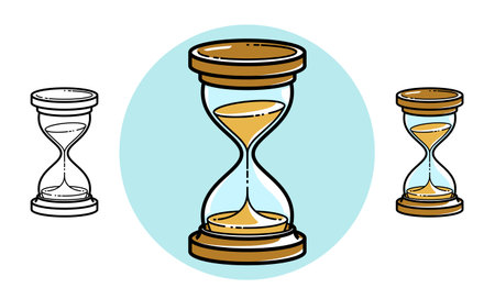 Hourglass sand watch vector illustration or icon isolated on white, simple style object design.