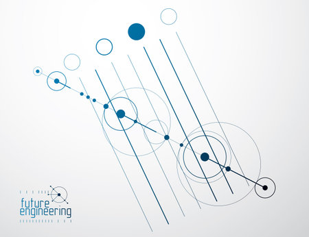 Mechanical engineering technology vector abstract background, cybernetic abstraction with innovative industrial schemes.のイラスト素材