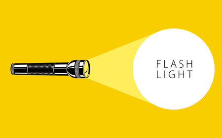 Flashlight illumination vector advertising poster illustration with copy space for text, flat style...