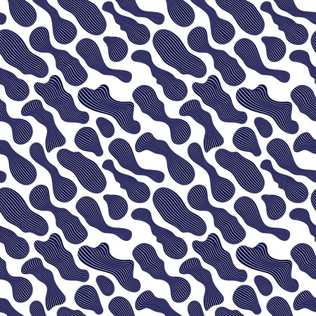 Abstract shapes seamless background, vector pattern with biology life forms, lined abstraction...