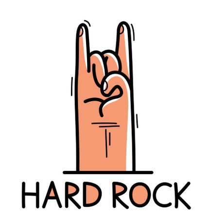 Hard rock and heavy metal devil horns gesture hand vector flat style illustration isolated on white.のイラスト素材