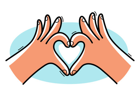 Two hand showing heart sign vector illustration isolated on white.のイラスト素材