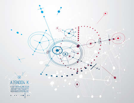 Engineering technology vector wallpaper made with circles and lines. Technical drawing abstract background.のイラスト素材