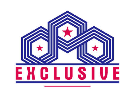 Vector premium exclusive label isolated on white background, product logo or badge best price, vintage style genuine badge, guarantee symbol.のイラスト素材