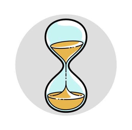 Hourglass sand watch vector illustration or icon isolated on white, simple style object design.