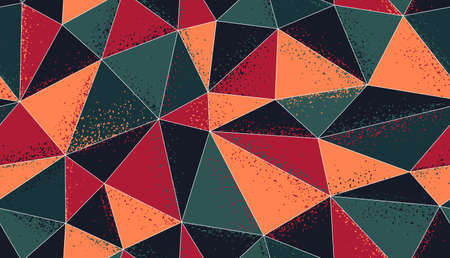 Polygonal grunge color seamless pattern, graphic colorful low poly endless wallpaper background with...