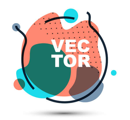 Colorful ink paint fluids vector illustration isolated on white, modern style design composition layout for web banner, abstract background geometric circle.のイラスト素材