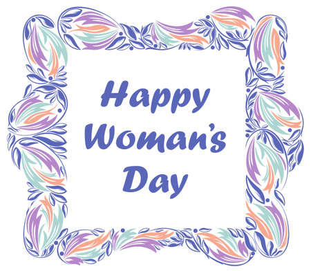 8 march women day greeting card with beautiful floral frame vector vintage elegant classic style design.のイラスト素材