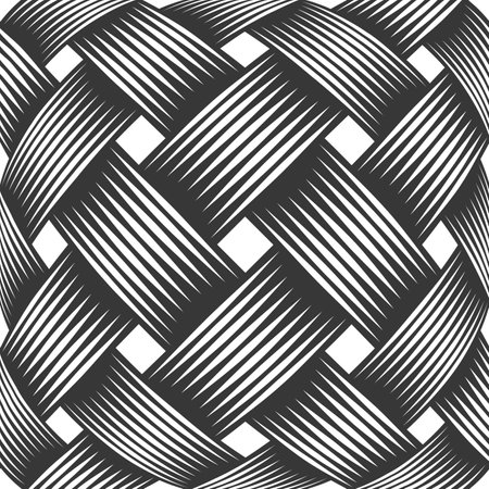 Seamless vector weaving pattern, linear background with crossed lines, textile knitted repeat tiling wallpaper, perfect simplistic minimal design.のイラスト素材