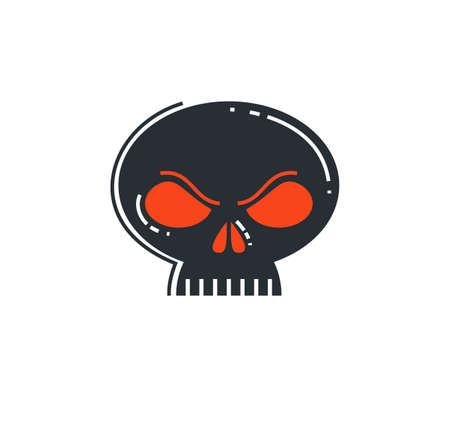 Angry cartoon skull vector icon isolated, logo or emblem scull death theme.のイラスト素材