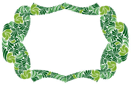 Decorative blank classic style border vector vintage design, floral frame made of leaves, luxury beautiful background, invitation or greeting card with place for text.のイラスト素材