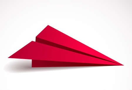 Origami paper folded toy plane, 3d realistic vector illustration.のイラスト素材