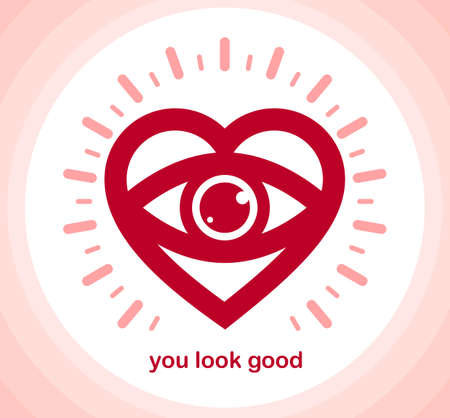You look great concept cheerful greeting vector design element, compliment stylish retro design created with heart and eyeのイラスト素材