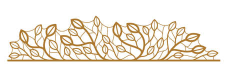 Floral vector design with leaves and branches isolated over white, classical elegant fashion style banner or text divider for design, luxury vintage linear emblem or frame element.のイラスト素材