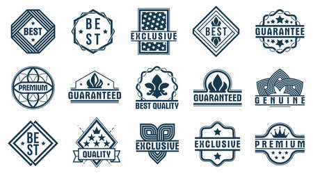 Premium best quality vector emblems set, black and white badges   collection for different products...