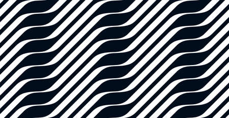 Geometric wavy lines seamless pattern vector, 3D dimensional endless background wallpaper design image, stripy curved tillable texture.のイラスト素材