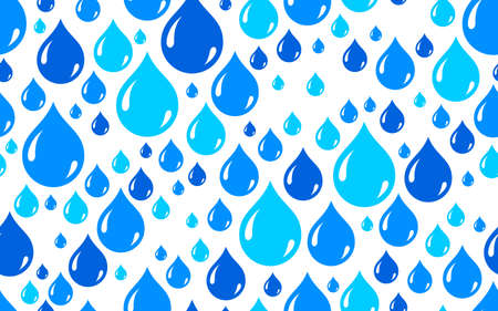 Water drops seamless vector wallpaper, raindrops endless pattern background, weather theme picture.のイラスト素材