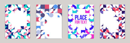 Geometric design covers vector set, colorful modular constructor design backgrounds, flyer templates...
