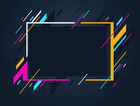 Artistic colorful frame with different elements over dark, vector abstract background art style...