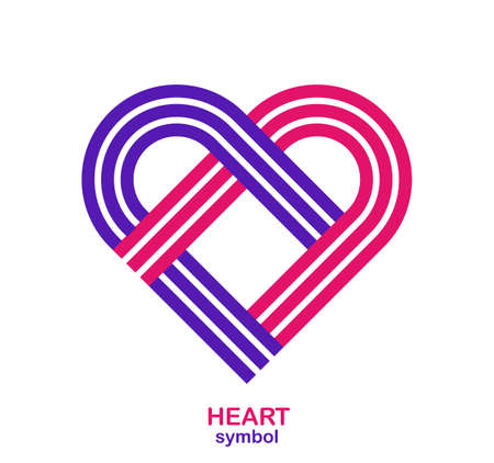 Heart symbol in modern geometric style isolated on white background, best emblem for love and romance or charity or health care clinic, line icon.のイラスト素材